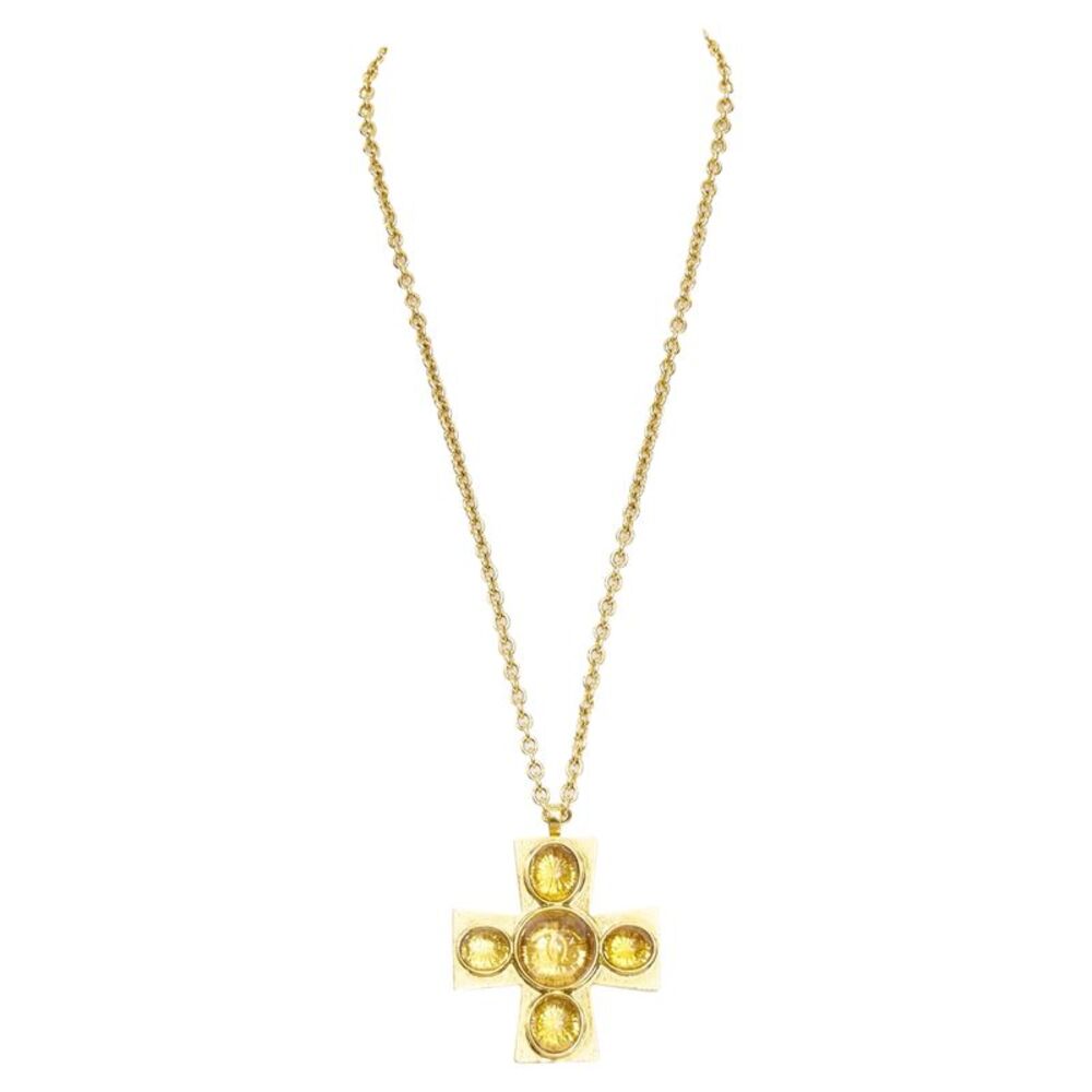 Chanel Resin Byzantine Cross pendant long necklace